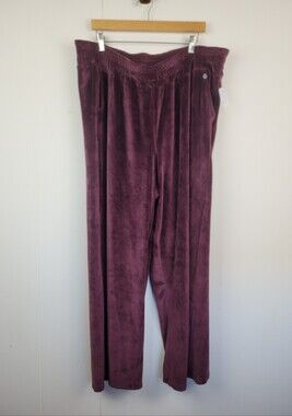 LIVI Size 22/24 Burgundy Velour Wide Leg Pants